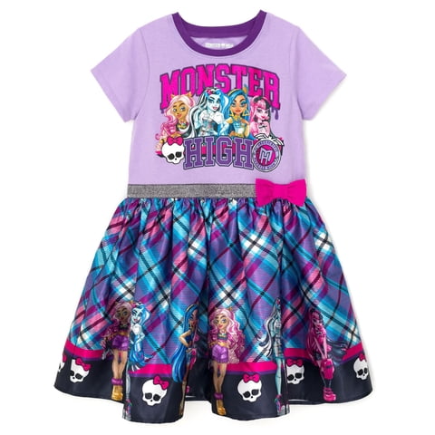 Vestido Monster High Plaid Morado Para Niñas De 7 A 8 Años