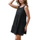 thumbnail image 4 of Vestido de Cuadros INSPIRE CHIC para Mujeres Vestido de Verano Sin Mangas Cuadros Fluidos con Vuelo en Capas Corto S Negro, 4 of 6