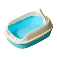Magideal - Inodoro Para Gatos De Lados Altos, Bandeja De Arena Portátil Para Mascotas, Orinal Antisalpicaduras Para Animales Pequeños, Fácil De Limpiar, Sin Olor Azul