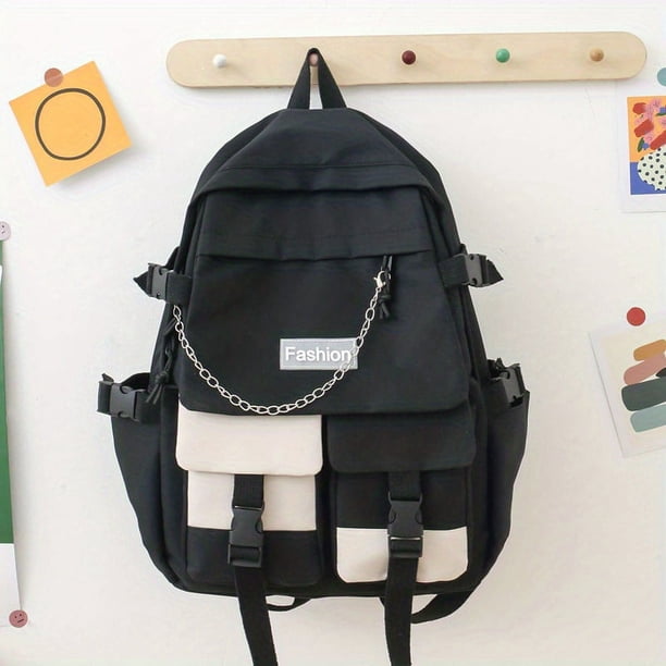 Preppy Style Nylon Laptop Backpack - Perfect for School, Travel & Work!