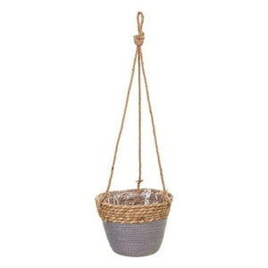 Oem - Maceta Colgante Macetero Colgante De Mimbre Tejido Cesta Gris
