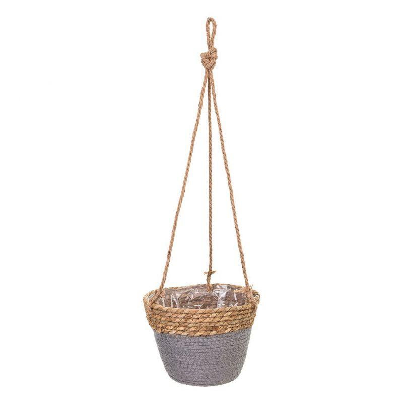 Oem - Maceta Colgante Macetero Colgante De Mimbre Tejido Cesta Gris