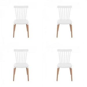 Topdeco - Pack 4 Sillas Windsor Comedor, Terraza Blanco