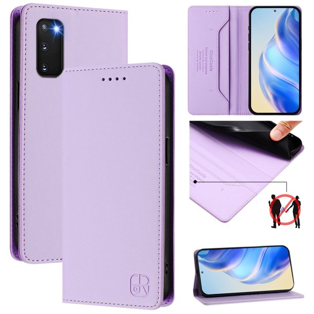 Funda Billetera con Soporte para Samsung Galaxy S20 Bloqueo RFID Plegable Morado claro