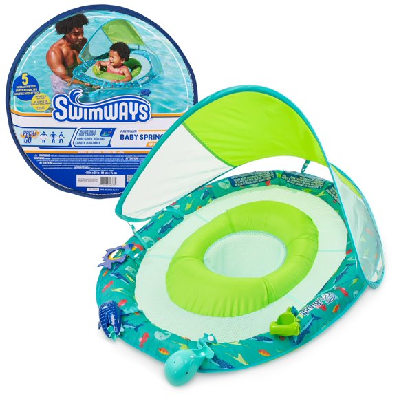 Flota de piscina para bebés Swimways Spring Float Splash N Play con toldo
