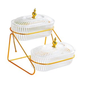 Magideal - Frutero De Varios Niveles, Plato Para Servir Ensaladas, Bandeja Versátil Para Servir Dulces, Plato De Frutos Secos, Decoración De Mesa Para Cumpleaños 2 Capas