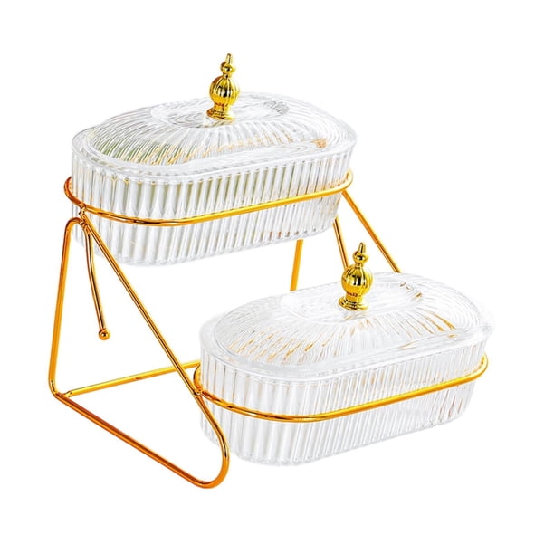 Frutero de varios niveles, plato para servir ensaladas, bandeja versátil para servir dulces, plato de frutos secos, decoración de mesa para cumpleaños 2 capas