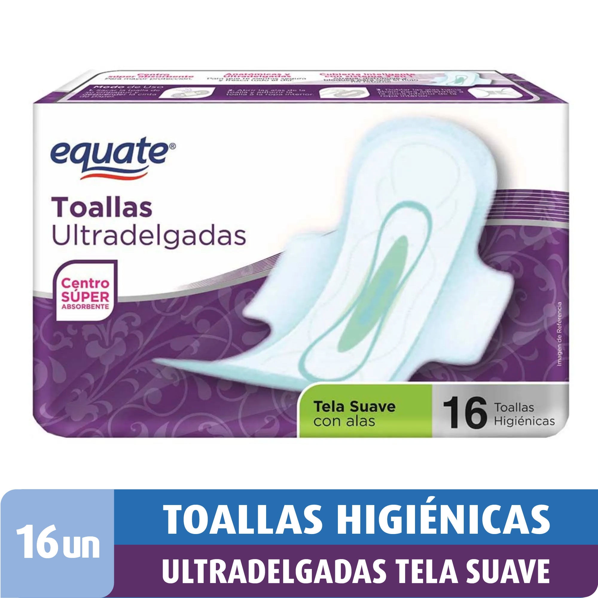 Toallas Higiénicas Con Alas Ultradelgadas Tela Suave 16 Un Equate
