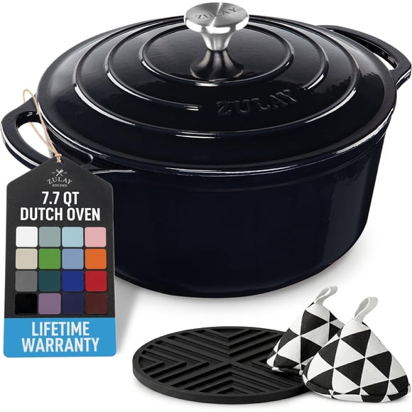Olla Holandesa Zulay Kitchen 7,7 L Negra apta para horno hasta 260 °C (500 °F)
