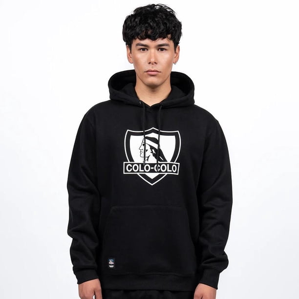 Poleron Hombre Hoodie Colo-Colo Urbano Escudo Negro