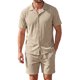 thumbnail image 1 of INSPIRE CHIC Conjunto de Camisa y Pantalones Cortos Texturizados para Hombre Verano Playa 2 Piezas Talla XL Caqui, 1 of 5