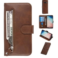 Gangxun - Funda Con Cremallera Para Samsung Galaxy S10, Carcasa Cartera De Cuero Pu Con Soporte Y Tarjetero