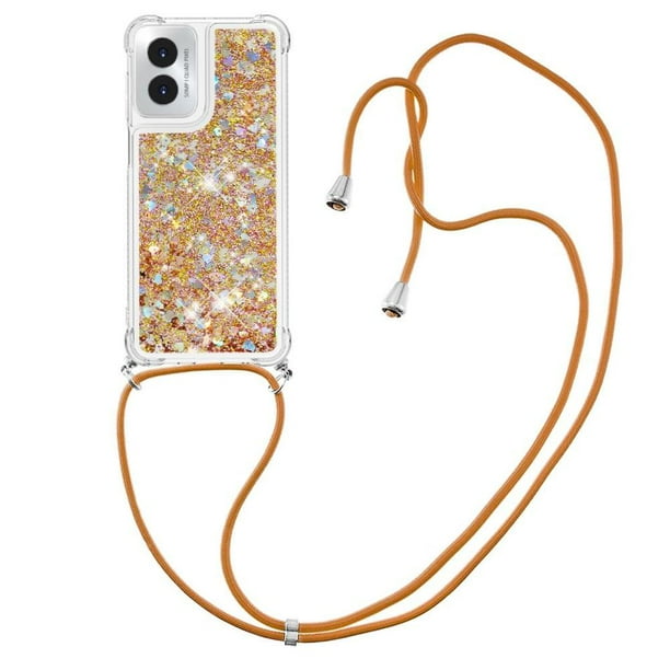 Funda FOXDOCK para Motorola Moto G Play 4G 2024 con Cuerda Ajustable, Brillo Líquido, Protección Antigolpes y Lente – Ideal para Regalo