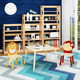 thumbnail image 3 of Kids Table and 2 Chairs Set, 3 Pieces Toddler Table and Chair Set, Wooden Activity Play Table Set (Lion&Monkey), 3 of 3