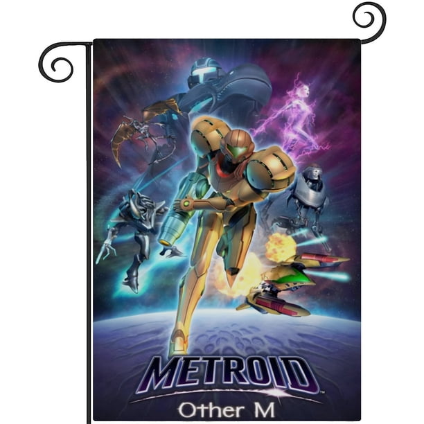 Metroid Dread-bandera de jardín temática. Regalo perfecto para fans, amigos y familiares, ideal para actividades al aire libre y decoración de fiestas.28CM*45CM