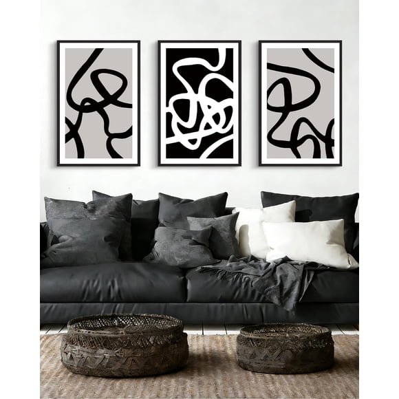 Arte de Pared PHOPAGO Grande Abstracto en Blanco y Negro 40x60cm