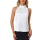 thumbnail image 1 of INSPIRE CHIC Blusas de Trabajo Sólidas sin Mangas para Mujer con Lazo en el Cuello de Satén XS Blanco, 1 of 6