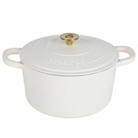 Oven Dutch Oven Crock-Pot Artisan De 5 Litros, Lino Mate Blanco Con Pomo Dorado