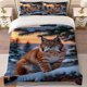 thumbnail image 1 of Lynx Snow Scene Printed Bedding Set | Comfortable Polyester Duvet Cover and 2 Pillowcases Ideal for All Seasons, 1 of 5