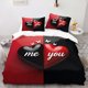 thumbnail image 1 of Couple's Bedding in Red and Black with Heart Pattern and "Me You" Print Romantic Bedroom Decor, 1 of 1