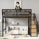 thumbnail image 1 of Queen Size Loft Bed with Stairs, Metal Queen Loft Bed with Storage Shelves, High Loft Bed with Wardrobe for Kids Teens Adults, Black(Old SKU W2580S00026 ) Patent Products, 1 of 3