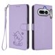 thumbnail image 1 of Funda Billetera con Relieve de Gato para Nothing Phone 4A, Lila Claro, 1 of 6
