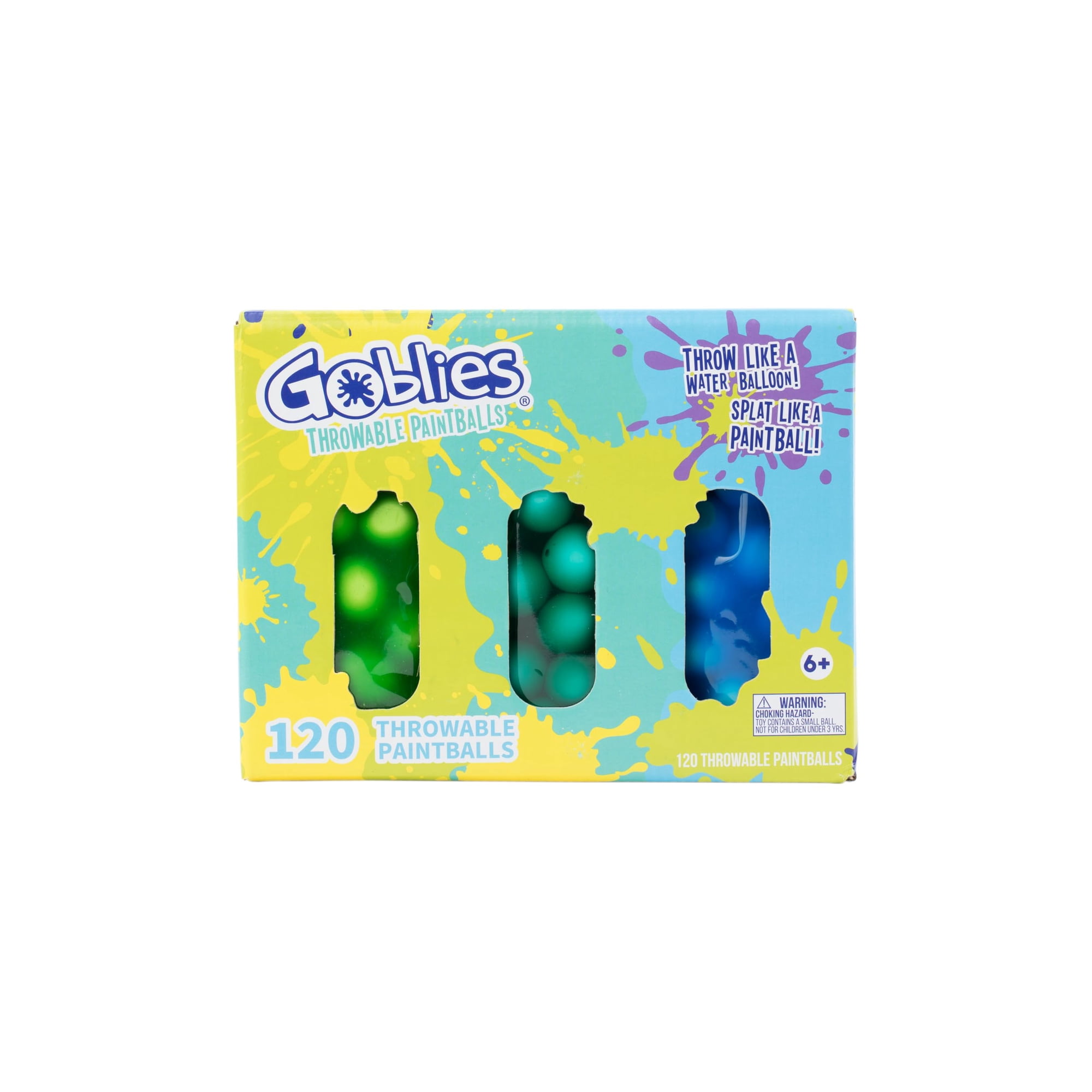 Goblies - Juego De 3 Bolas De Pintura Lanzables (120 Unidades), Color Verde, Verde Azulado Y Azul