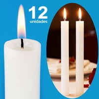Aileda Pack 12 De Velas Grandes/Velas Blancas-Larga Duración 20X2Cm