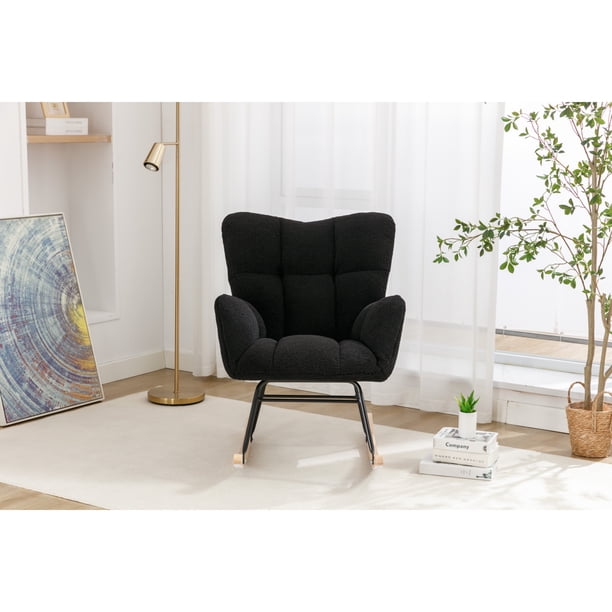 050-Teddy Fabric Rocking Gilder Nursery Chair For Living Room Indoor ...