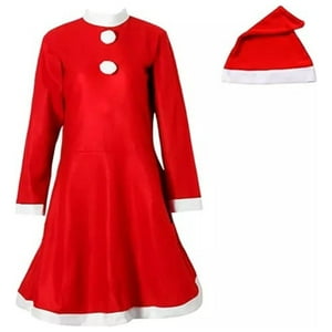 Sm - Traje De Viejita Pascuera Sra Claus Rojo Disfraz Navidad Rojo Unica