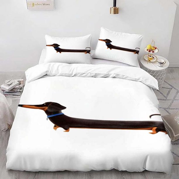 Dachshund Slingshot Character Theme Bedding Set | Includes 1 Duvet Cover and 2 Pillowcases Soft and Comfortable