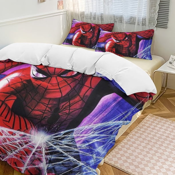 Spider-Man 3-Piece Twin Bed Set - Includes 1 Single Quilt And 2 Pillow Cases Bedding - Fade Resistant Microfiber - Spider