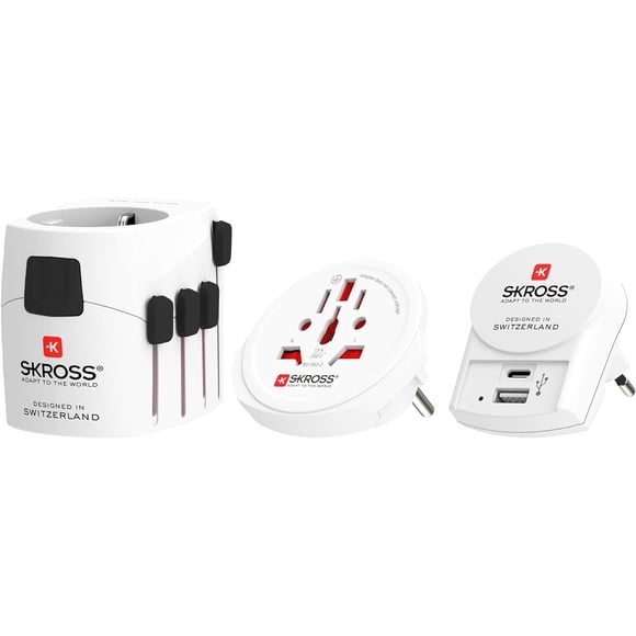 Adaptador de viaje SKROSS 1.3025 PRO World + USB con cargador de 2400 mA