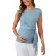 thumbnail image 1 of Blusa de Maternidad con Lazo en la Cintura de INSPIRE CHIC para Mujeres, Manga Corta, Verano 2025, Camiseta para Oficina, Trabajo, Azul Medio, 1 of 6
