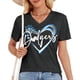 thumbnail image 1 of Camiseta de cuello en V para fanática del béisbol Talovee, gris oscuro, 1 of 6
