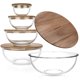 thumbnail image 1 of Juego de 5 Piezas de Bowls de Vidrio Borosilicato dokaworld con Tapa de Acacia, 1 of 9