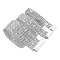 Magideal - 3 De Cintas Adhesivas De De Imitación De Cristal Para Coche, De Para Manualidades, Decoración De De Teléfo , Plata