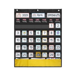 Magideal - Calendario Gráfico De Bolsillo, Gráfico Organizado Para El Aula, Suministros De Aprendizaje Temprano Para Jardín De Infantes, Calendario De Enseñanza,