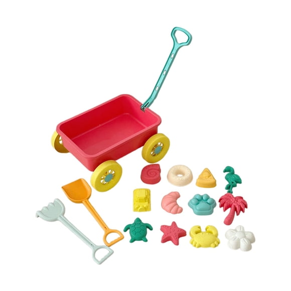 Juego de simulación Wagon Kid Pull Toy, juguete de arena Funky, juguetes de playa, vehículos de motor para jugar, vagón de vehículo de juguete al aire rosa