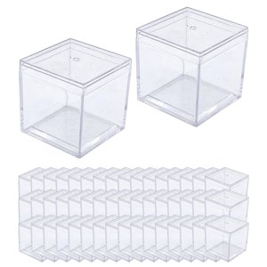 Magideal - 50 Uds. Soporte De Exhibición Acrílico A Prueba De Polvo Mini Caja De Dulces 3,3X3,3X3,3 Cm Escaparate Al Por Menor Organizador A Prueba De Polvo Para