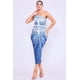 thumbnail image 1 of Vestido De Punto Elástico Sin Tirantes Con Cuello De Un Solo Hombro Y Estampado De Mezclilla Color Índigo (para Mujer), 1 of 5