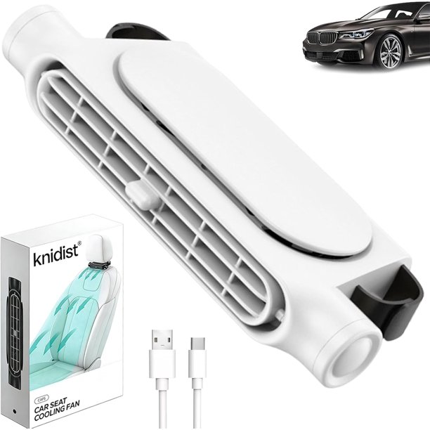 Ventilador asiento coche trasero USB recargable enfriamiento cuello 3 velocidades niños adultos