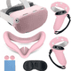 thumbnail image 1 of Juego de accesorios de VR para Quest 2: carcasa de silicona, empuñaduras para el mando, protector facial, tapones para los botones, juego de paños para las gafas y protector de lentes-Rosa, 1 of 6