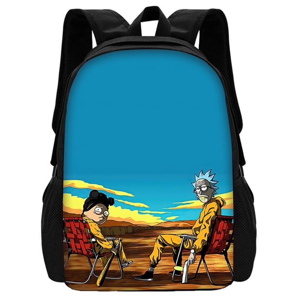 3 pcs set Funny M-mortys Cartoon R-ricks School Bag For Boy Girls with Shoulder Bags Pencil box Cartoon Backpack for Child