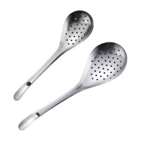 Magideal - Espumador De Acero Inoxidable De 2 Piezas, Cuchara Ranurada Para Cocinar, Cuchara Con Colador, Colador De Fideos Multifuncional, Cuchara Para Freír Y