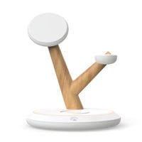 Genérico - Cargador Inalámbrico Para Apple Watch Series Iphone 15 14 Plus 13 12 Pro Estación De Carga Inalámbrica Magnética 3 En 1 Para Airpods 2 3-Blanco