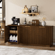 thumbnail image 3 of 67-inch modern wavy sideboard, curved contour design storage cabinet, 6-door cabinet with storage function, suitable for kitchen / bedroom / living room, Walnut, 67.0"L x 15.7"W x 27.7"H, 3 of 3