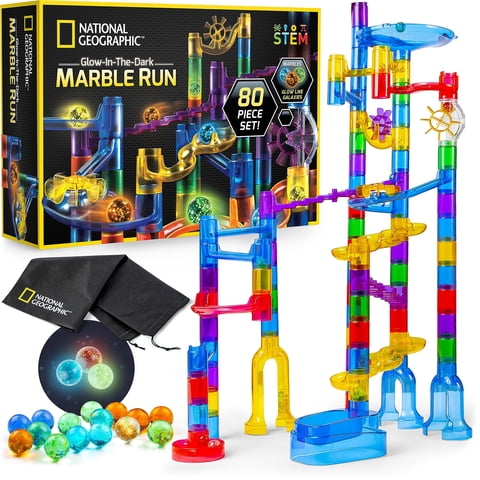 National Geographic Glowing Marble Run – Juego De Construcción De 80 Piezas Con 15 Brillos National Geographic National Geographic