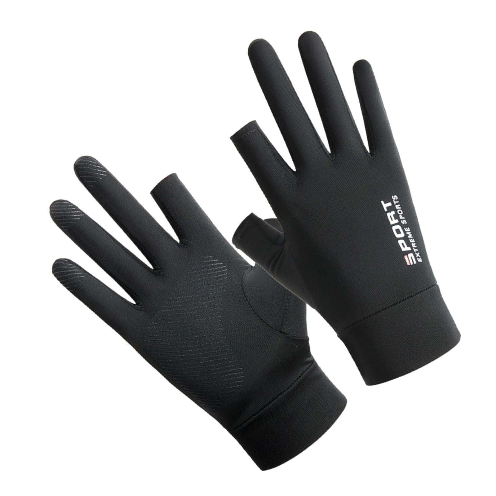 Magideal - Guantes De Pantalla Táctil Solar A Prueba De Golpes Transpirable Fresco Fino Antideslizante Para Conducir , De Negro Dos Dedos Negro