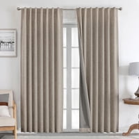 Cortinas Joydeco De Lino Natural 100% Opacas, 213 X 213 Cm, 2 Paneles